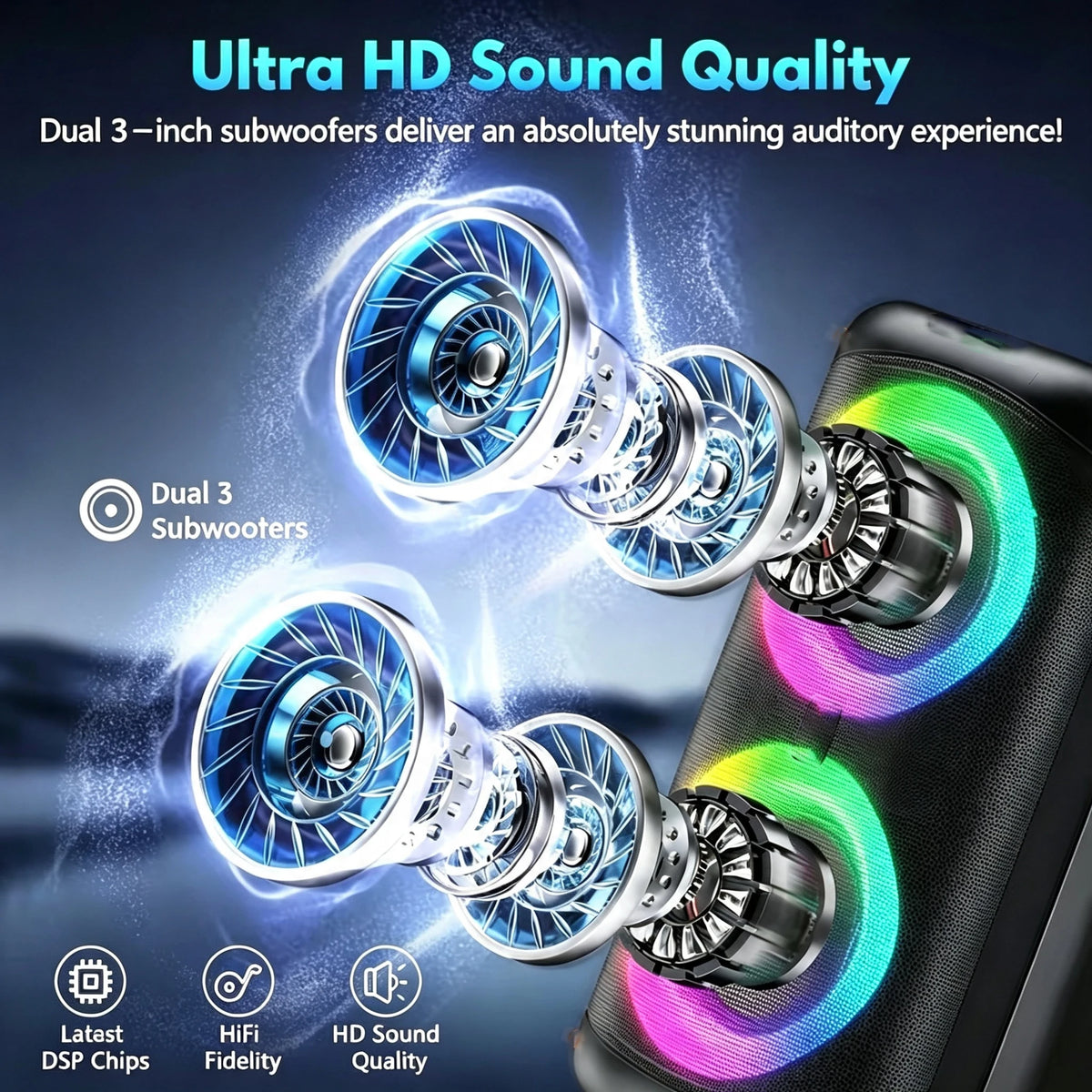 Professional 10000W Peak Portable Bluetooth Partybox Speaker Rgb Led Lights Room DecorBoombox Bluetooth 5.3 Tws Wireless Speaker With Microphone Outdoor Karaoke Party DjEquipment Perfect Gift For Halloween Christmas