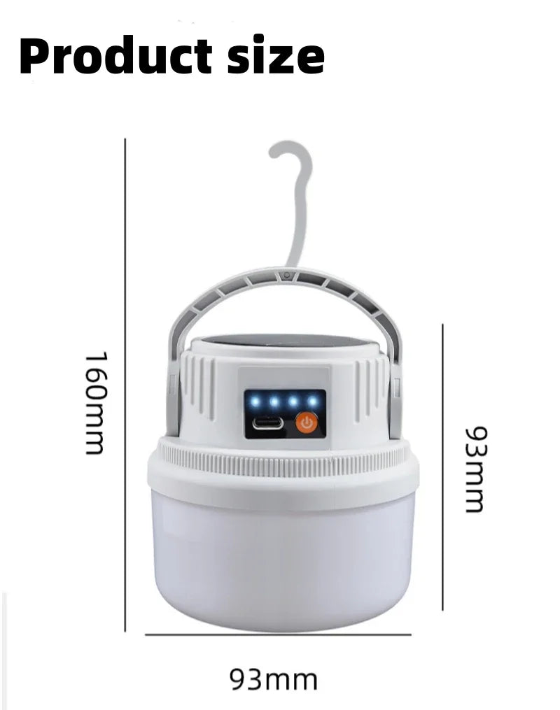 LED Solar Camping Light Solar Bulb Lanterns Rechargeable Portable Waterproof Outdoor Night Flashlight BBQ Hanging Emergency Lamp
