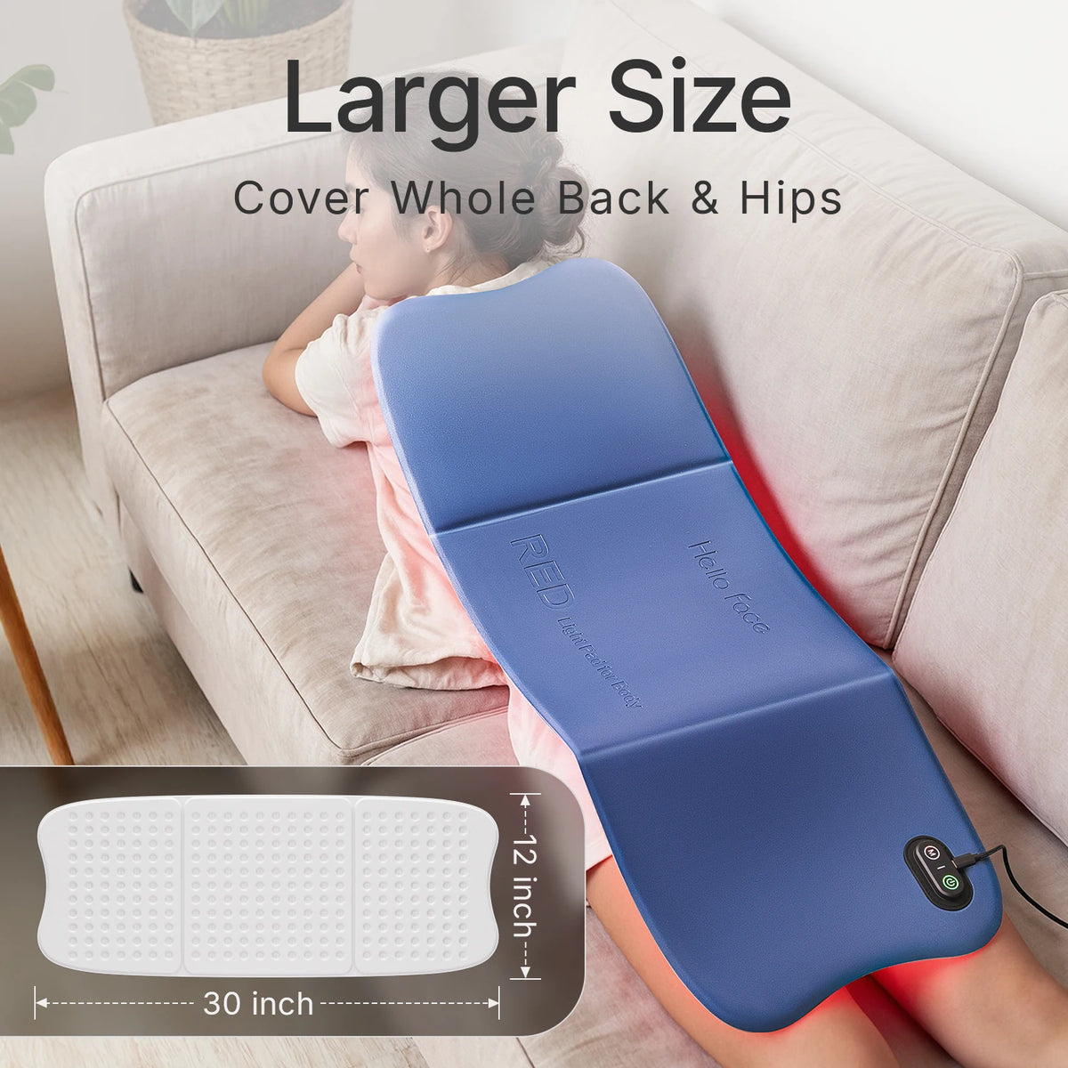 Large Red Light Therapy for Body 264 Triple-Chip LED Near Infrared 660nm & 850nm Red Light Therapy Mat 30'' x 12'' for Full Body