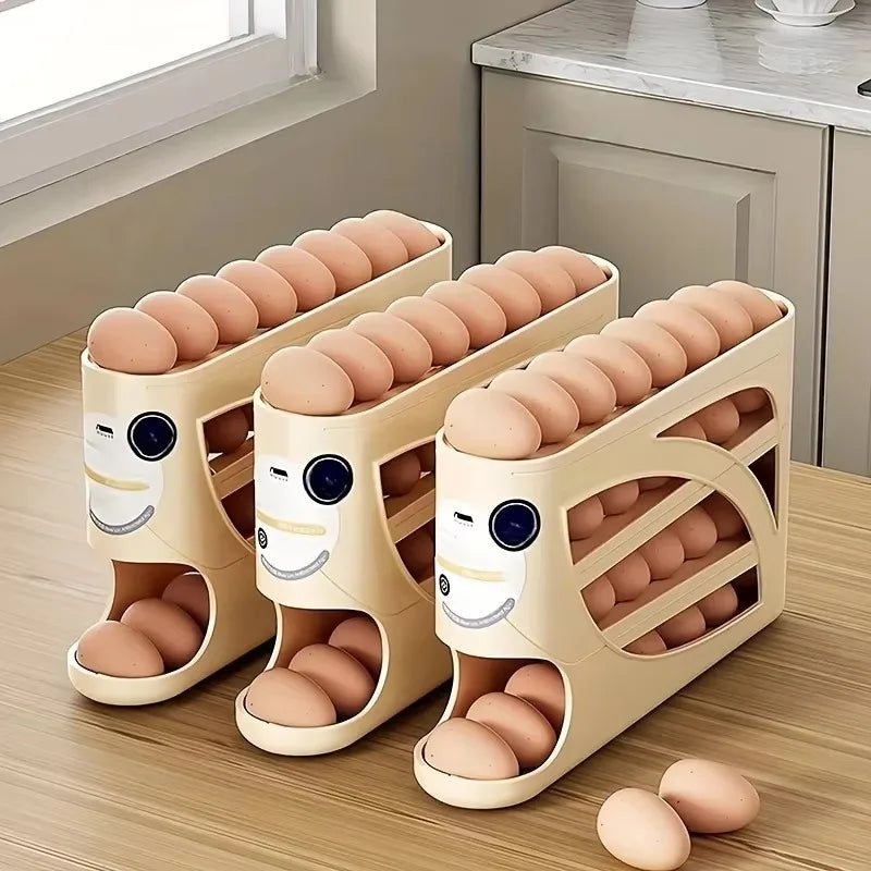 1PC Refrigerator Egg Storage Box Side Door Storage Kitchen Tool Automatic Egg Rolling Antibacterial Distribution Large Capacity