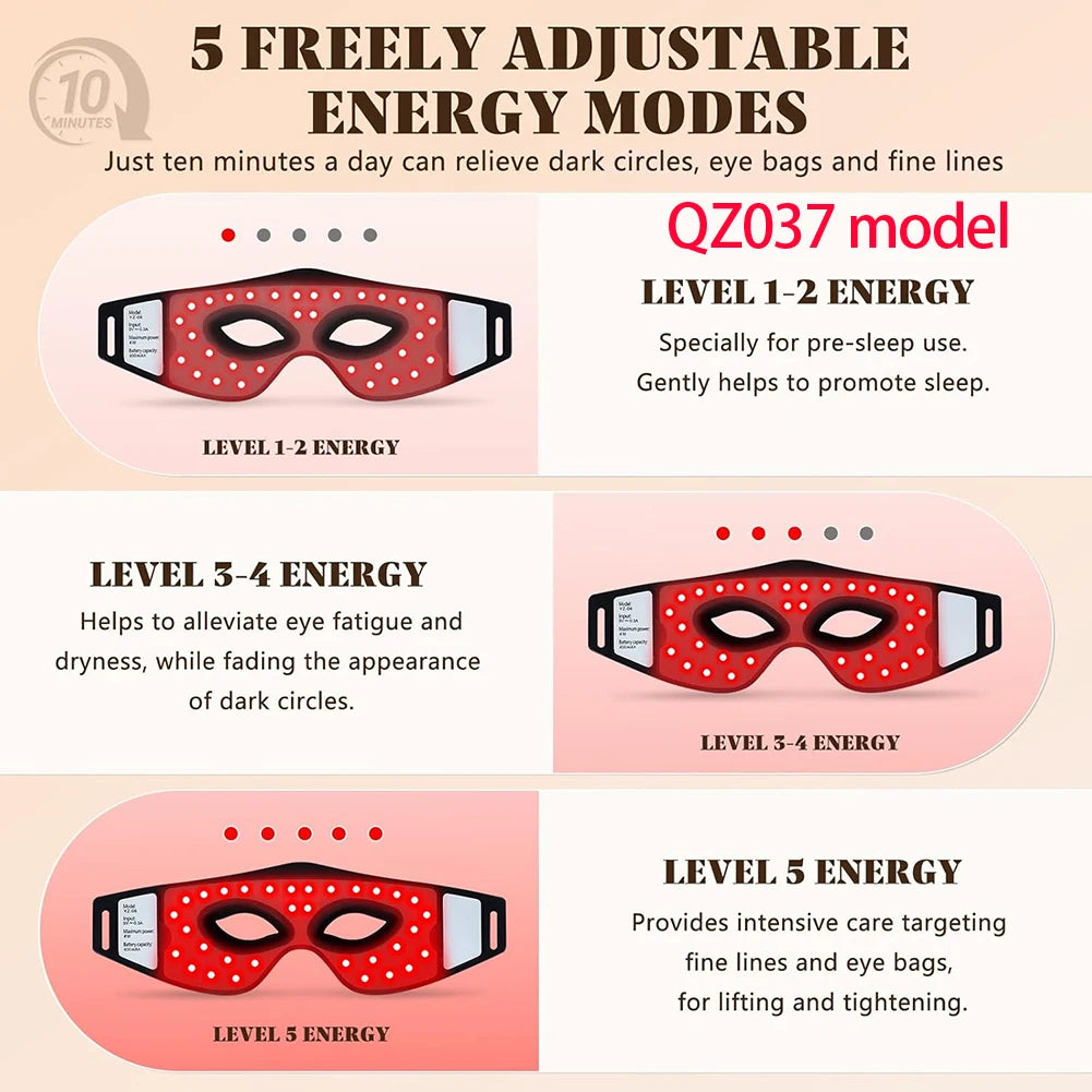 LED Eye Mask LED Red Infrared Light Therapy 630nm 850nm with 5 Modes Adjust Massage for Relieve Eye Bag Dark Circle Massages