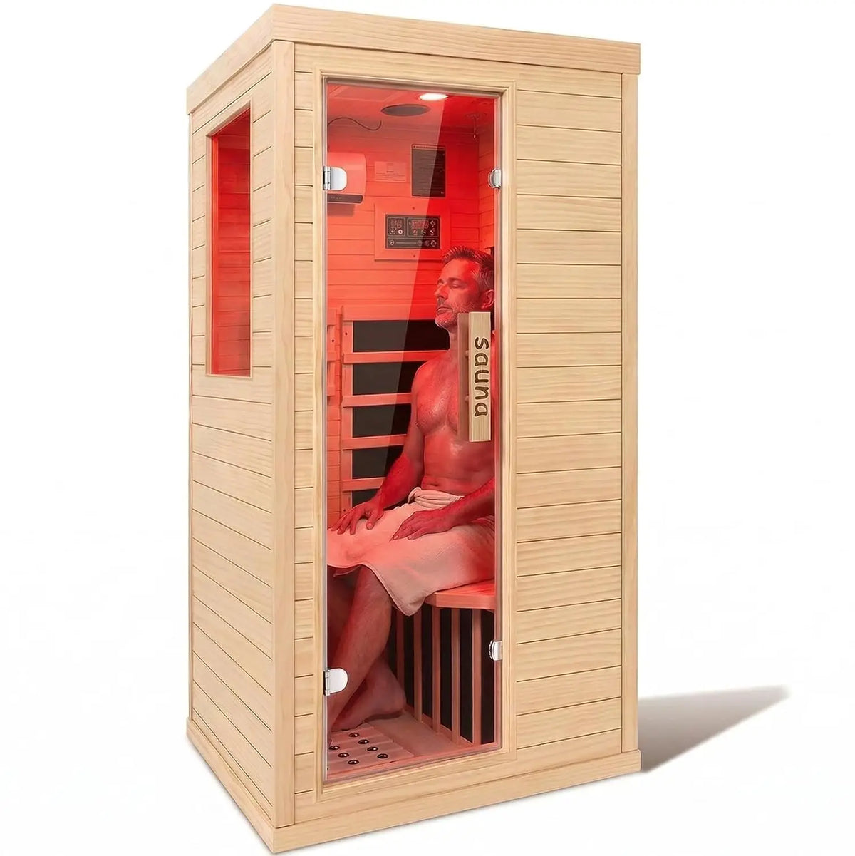 2 Person Indoor Home Infrared Sauna Room for Home Gym, Canadian Hemlock Wood, 616 * 220mm Red Light Beauty System, Fast, Custom