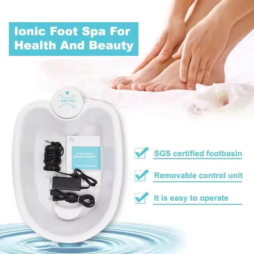 Hydrogen Ion Detox Foot Bath Machine With Basin Vibrating Massage Care Array Layer Tissue Cleaning Relax Muscle Full Vitality