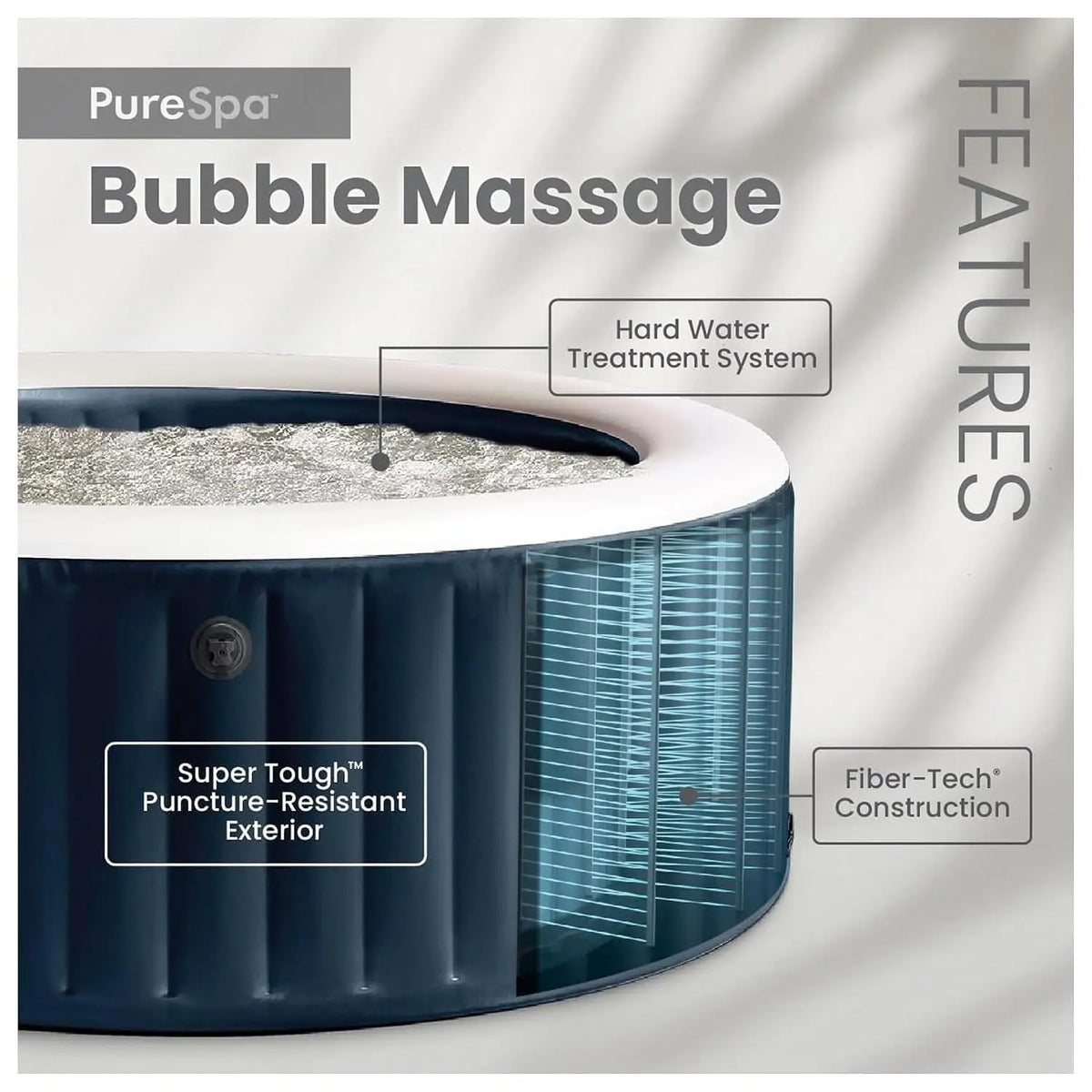 4 Person Inflatable Hot Tub,Energy Efficient Spa Cover,Bubble Massage,Built-in Hard Water Treatment, Custom