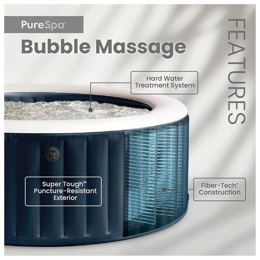 4 Person Inflatable Hot Tub,Energy Efficient Spa Cover,Bubble Massage,Built-in Hard Water Treatment, Custom