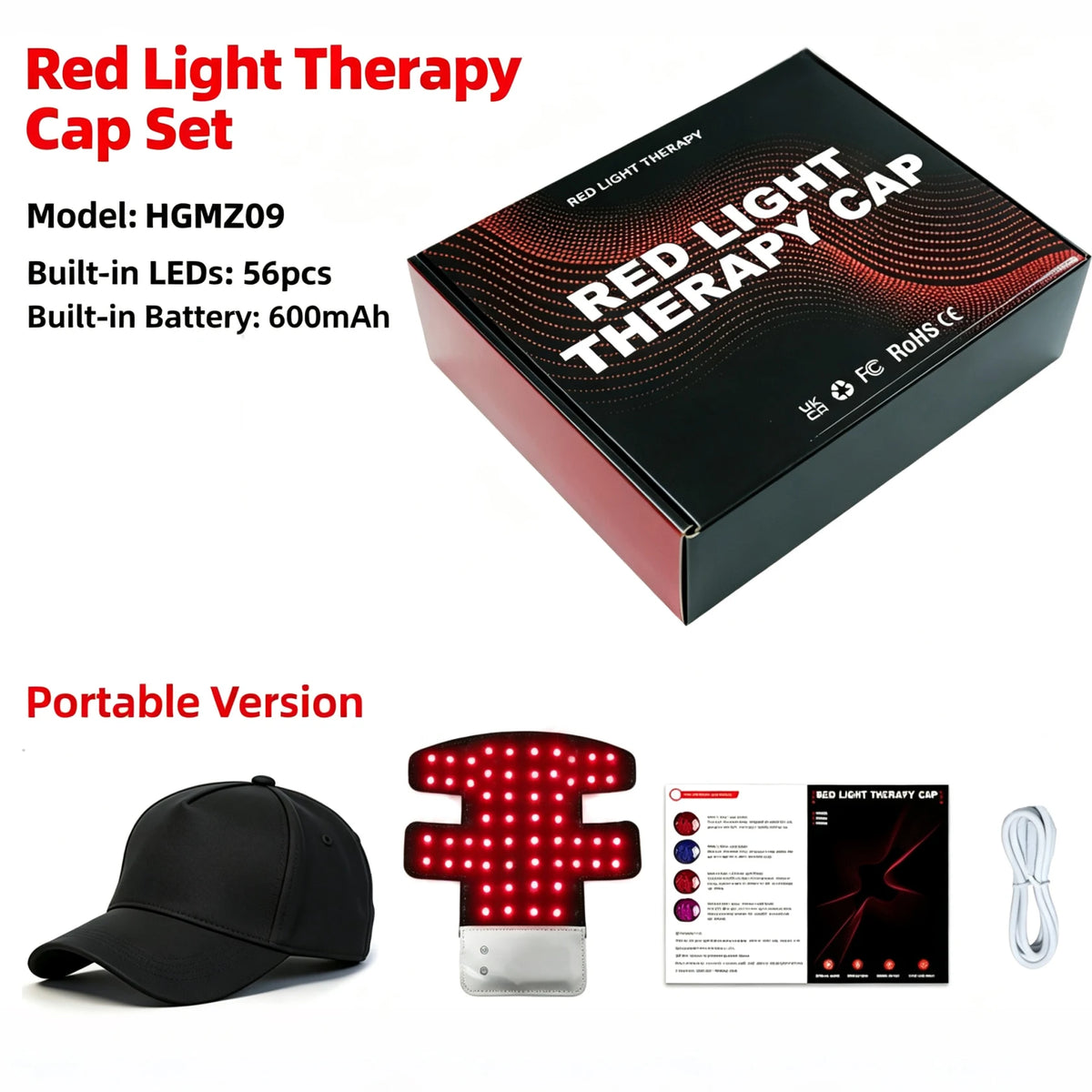 Red Light Therapy For Hair Fast Growth Cap Red&Infrared Light Therapy Device For Hair Loss Treatment With USB Charging Anti-hair