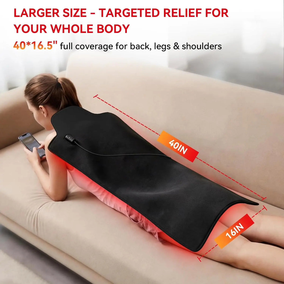 Red Infrared Light Therapy Mat，Large Size 420 LEDs 660&850 nm Infrared Light Pad For Face,Body Back Knee Hands Feet Pain Relief