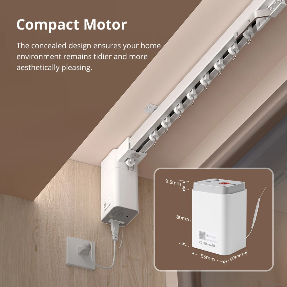 Zemismart Matter Over Thread Smart Motorized Curtain with Splicing Track Work with Homekit SmartThings Google Home Assistant