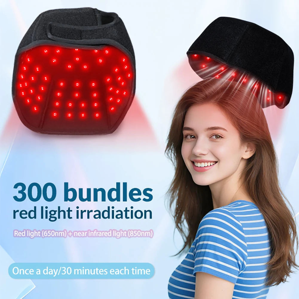 660nm 850nm LED Infrared Helmet Red Light Therapy Hat with 100pcs LED Lights 300pcs Beams Hair Loss&Hair Growth Cap Women Men