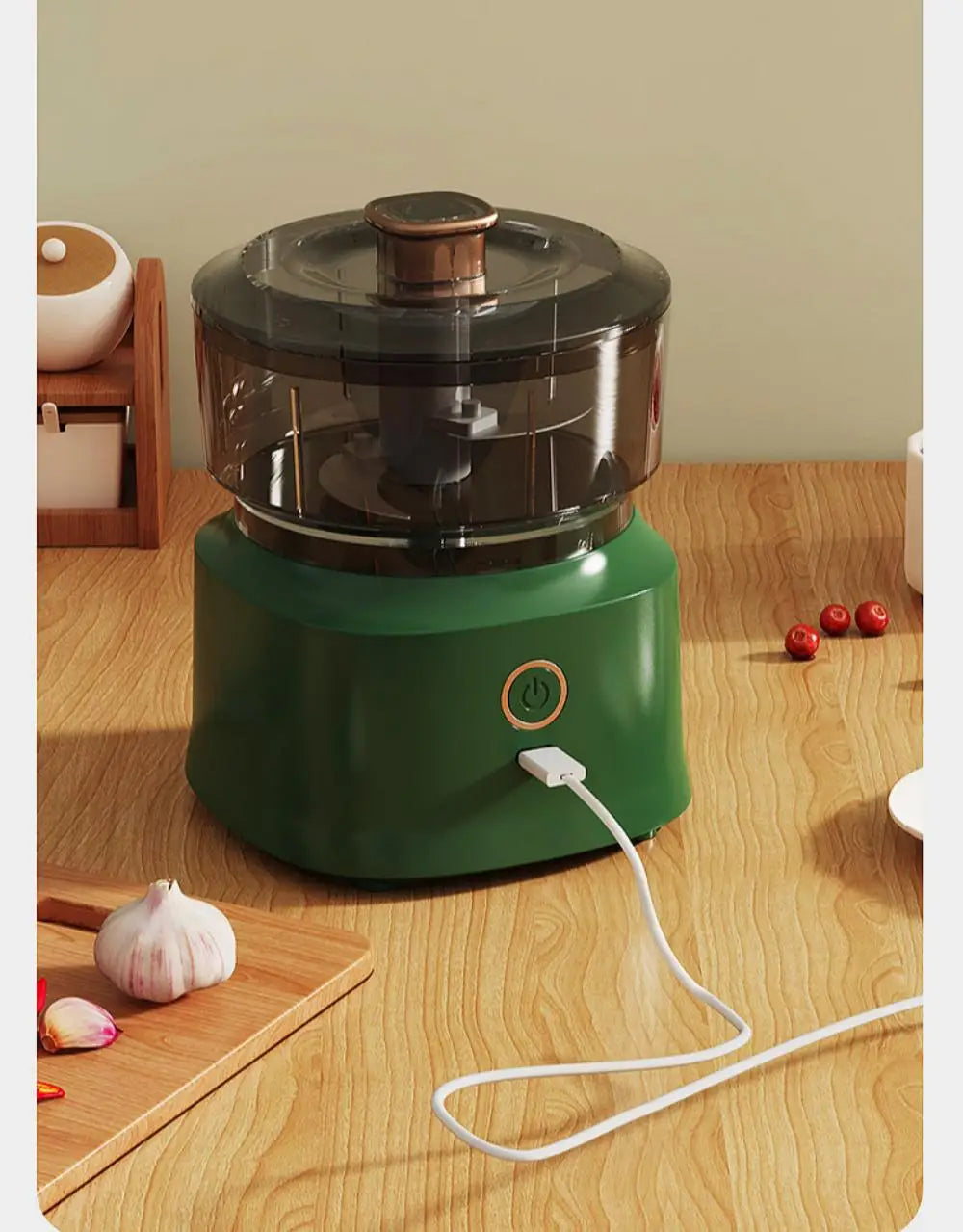USB Charging 160ml Mini Wireless Electric Food Chopper, Garlic Press Meat Grinder Vegetable Shredder for Home Kitchen