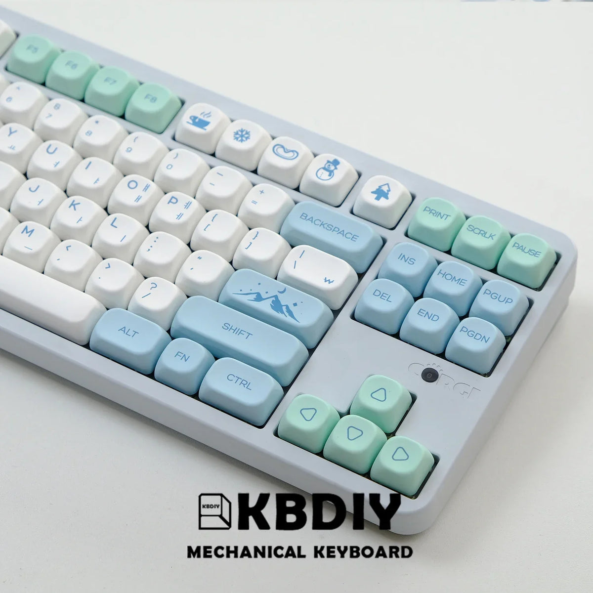 KBDiy 141 Keys/Set KOA Keycap PBT Korean Snow Mountain Keycaps Cute for Gaming Mechanical Keyboards Caps ISO Custom for 61/64/75