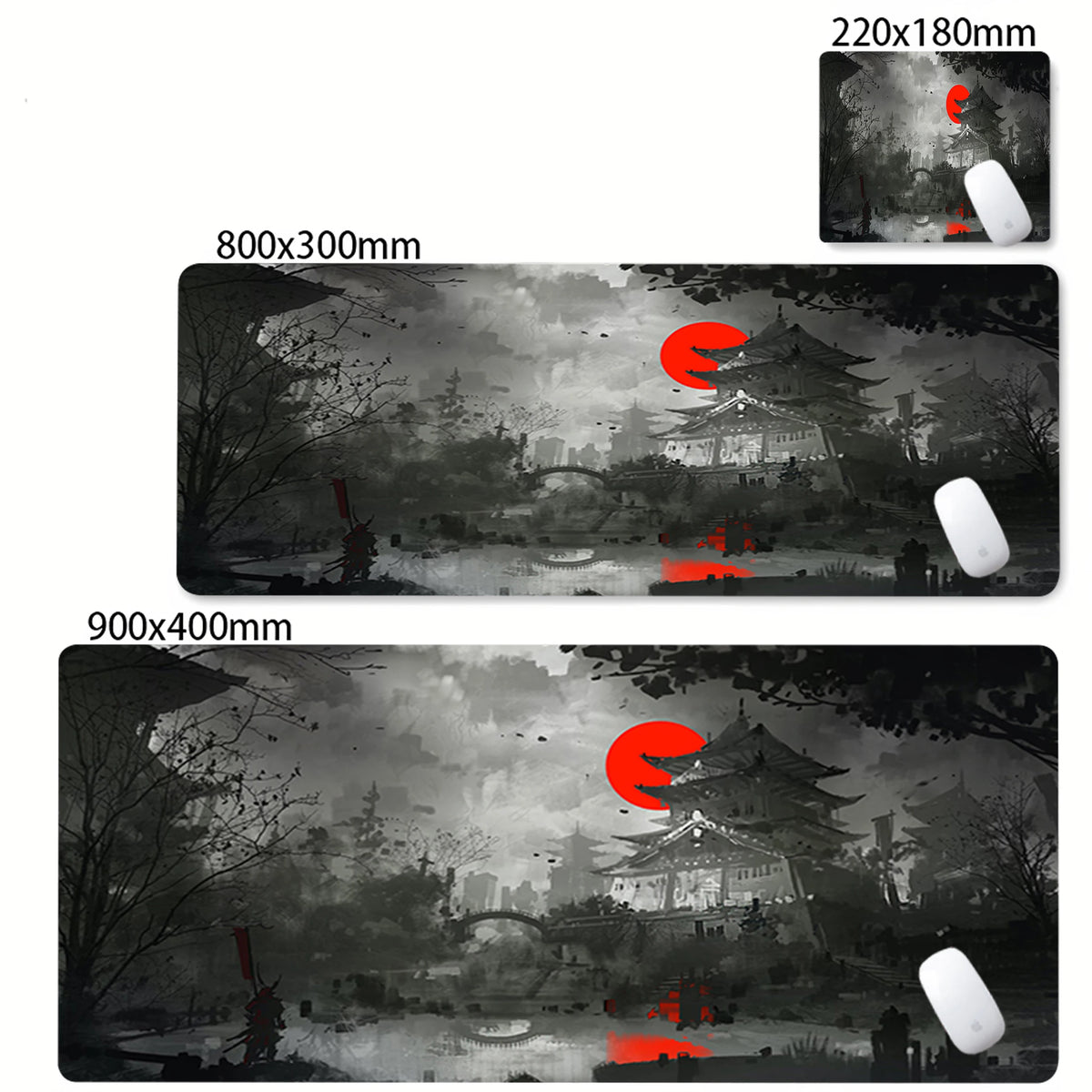 Mousepad Japanese Samurai Design Mouse Pad Non-Slip Rubber Desk Mat Office Pc Accessories Keyboard Gaming Mats Cool Tapis Souris
