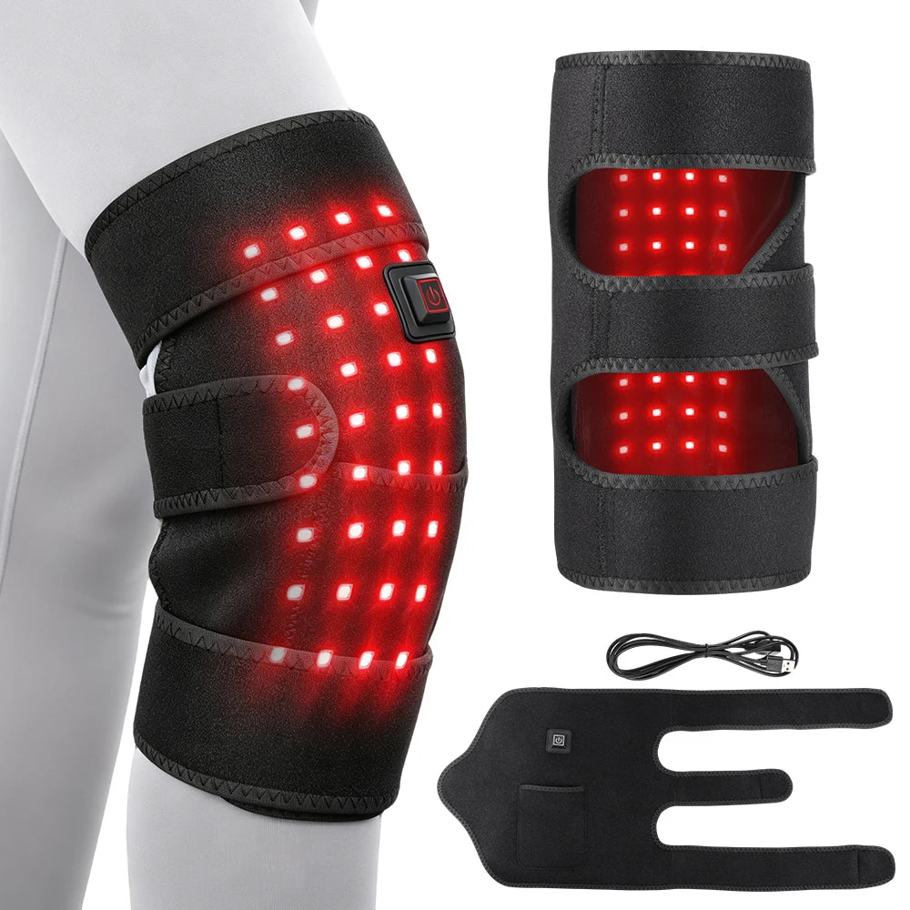 Heated Knee Brace Wrap with 36 LED Lights 3-Level Hot Compression USB Electric Knee Pad for Leg Joint And Elbow Comfort