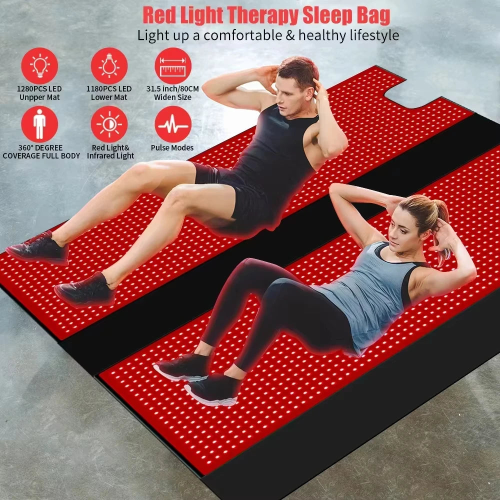 Oversized Red Light Therapy Mat - LED 660nm & 850nm Near Infrared Sleeping Bag Blanket for Full Body Care (Home Use)