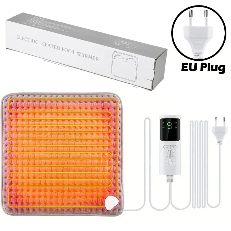 Electric Heating Foot Pad Soft Timing Warm Pad 9 Levels 4 Modes Promotes Blood Circulation Portable Machine Washable Home Office