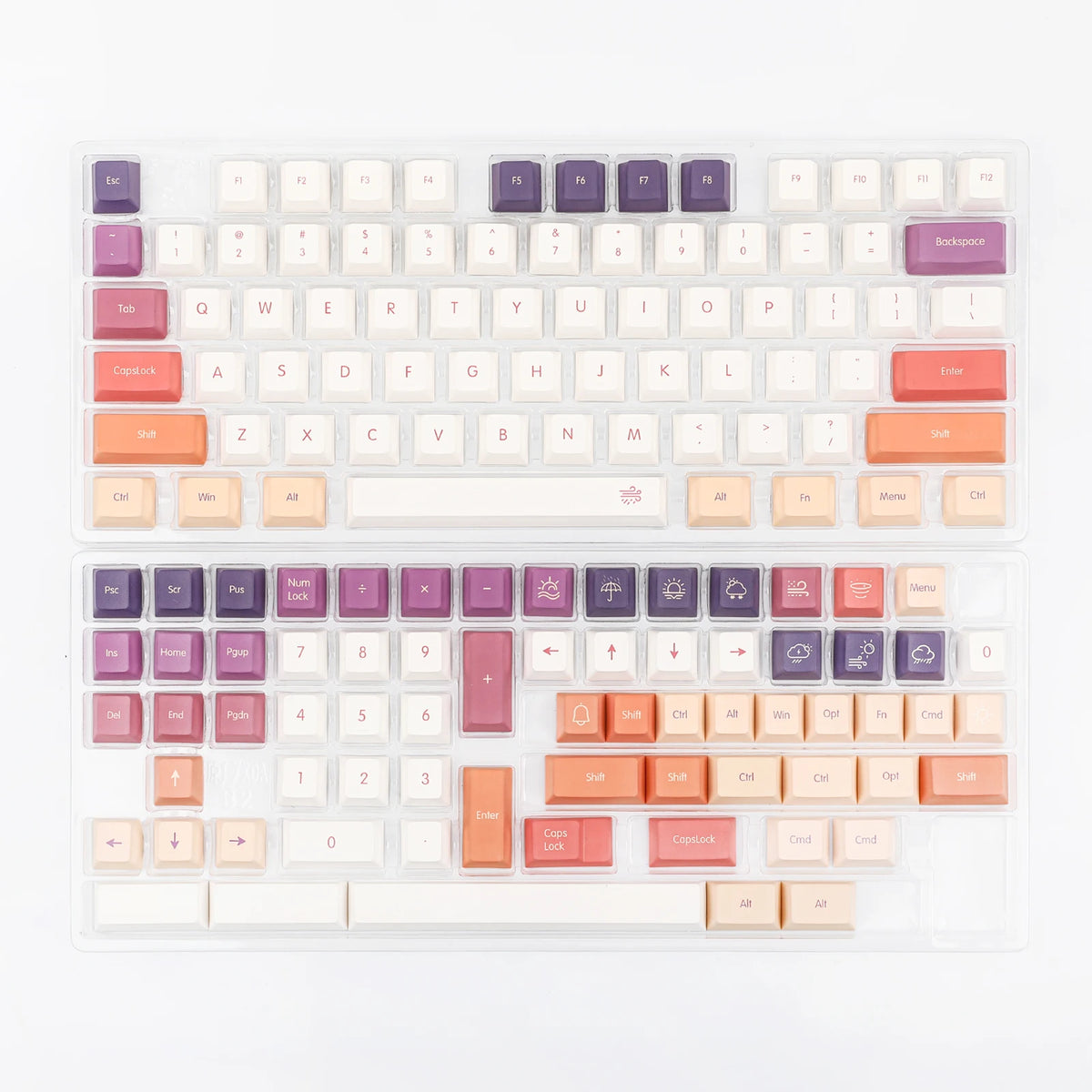 EPOMAKER Mist Clouds 143-Key Dye-Sublimation PBT Cherry Profile Keycap Set for Mechanical Gaming Keyboard with ANSI Layout