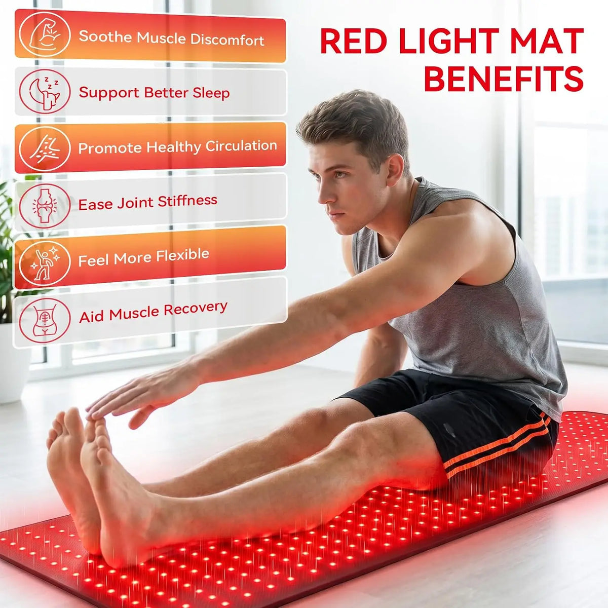 Red Infrared Light Therapy Mat，Large Size 420 LEDs 660&850 nm Infrared Light Pad For Face,Body Back Knee Hands Feet Pain Relief
