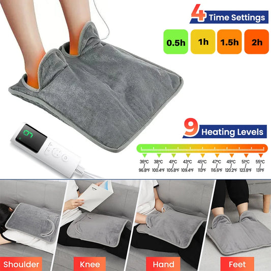 Electric Heating Foot Pad Soft Timing Warm Pad 9 Levels 4 Modes Promotes Blood Circulation Portable Machine Washable Home Office