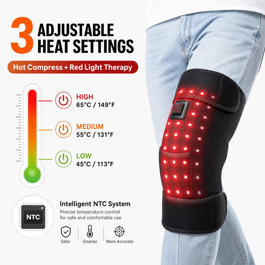 Heated Knee Brace Wrap with 36 LED Lights 3-Level Hot Compression USB Electric Knee Pad for Leg Joint And Elbow Comfort