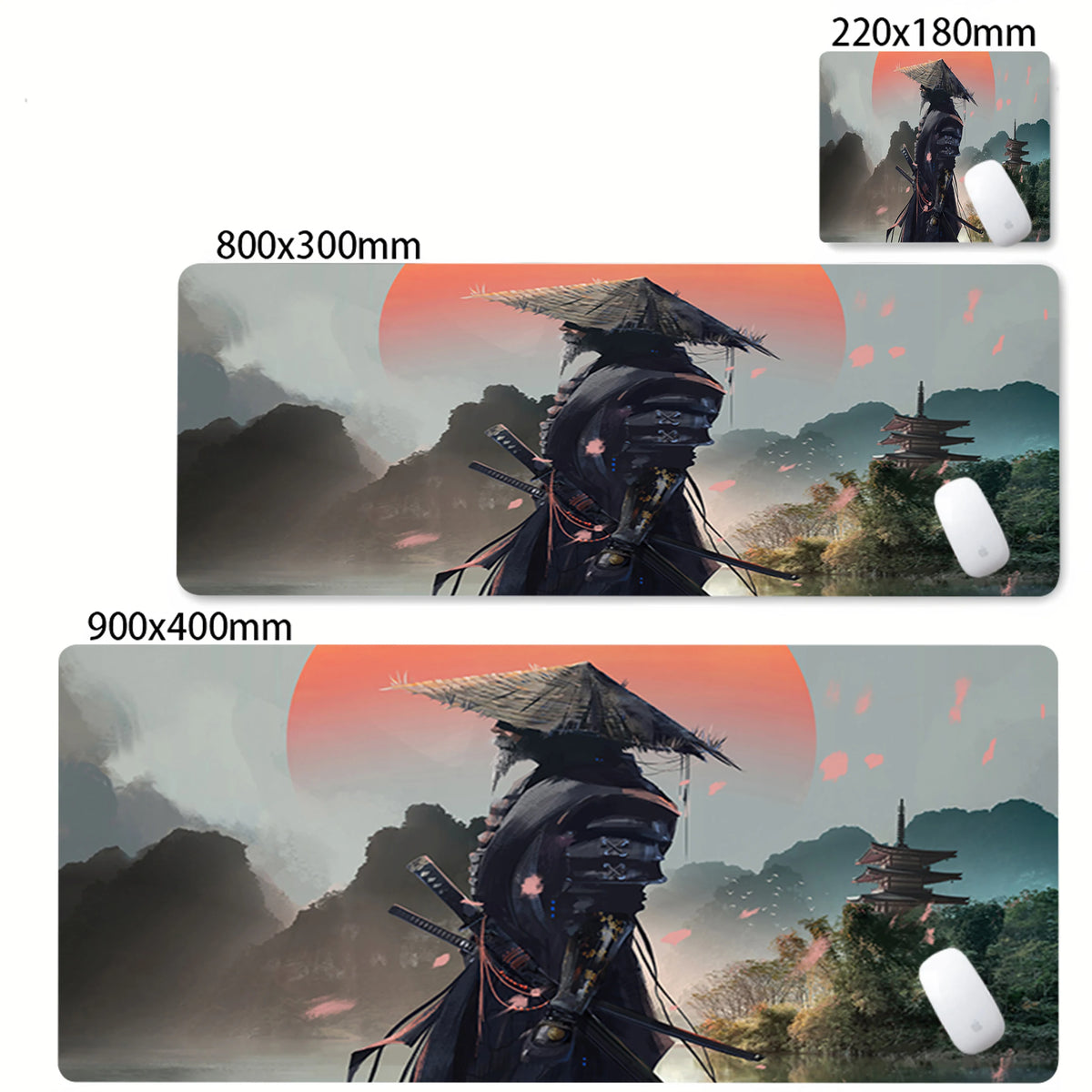 Mousepad Japanese Samurai Design Mouse Pad Non-Slip Rubber Desk Mat Office Pc Accessories Keyboard Gaming Mats Cool Tapis Souris