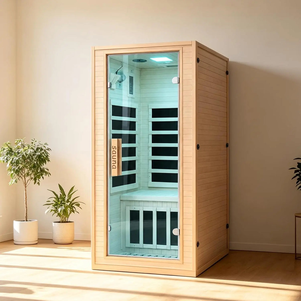 2 Person Indoor Home Infrared Sauna Room for Home Gym, Canadian Hemlock Wood, 616 * 220mm Red Light Beauty System, Fast, Custom