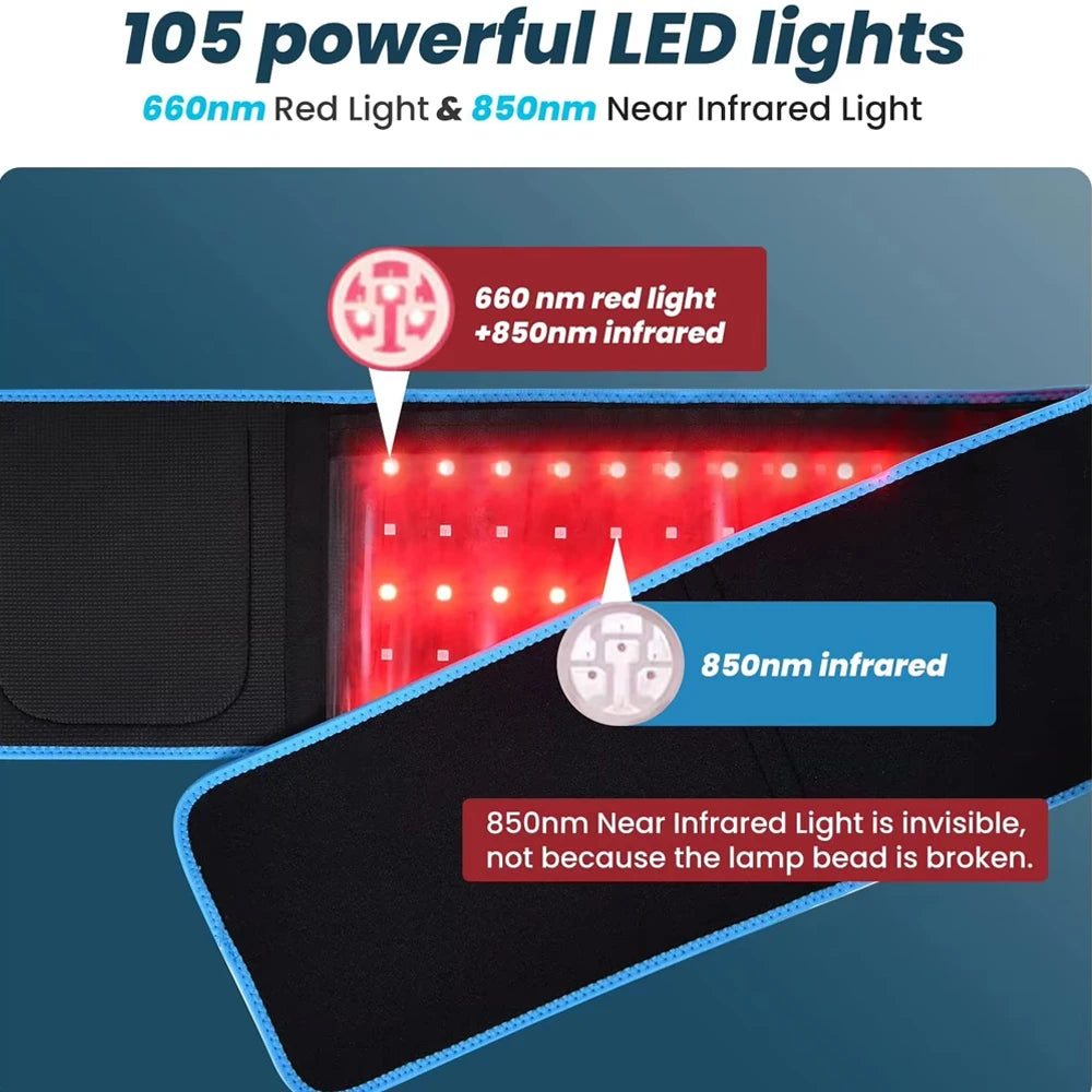 Red Light Therapy Belt For Body Back Shoulder Pain Relief Infrared Light Wrap Leg Knee Pain Relief Beauty Light LED Relax Waist