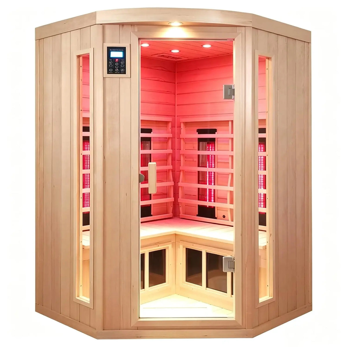 Low EMF Infrared Sauna for 2-3 Person Home Corner Use, Indoor Wooden Spa Room, Custom