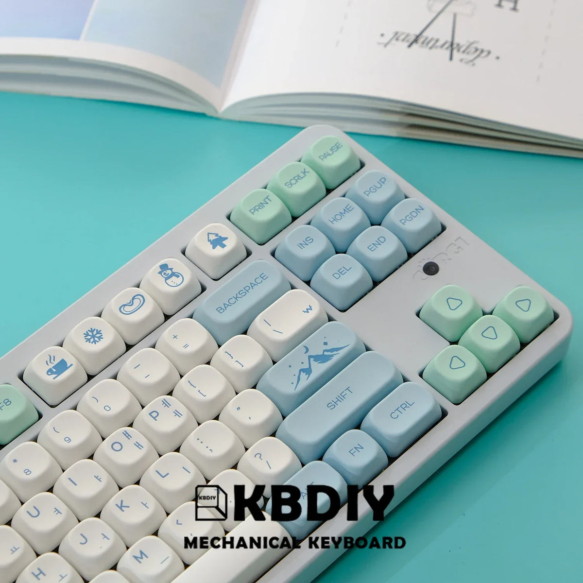 KBDiy 141 Keys/Set KOA Keycap PBT Korean Snow Mountain Keycaps Cute for Gaming Mechanical Keyboards Caps ISO Custom for 61/64/75