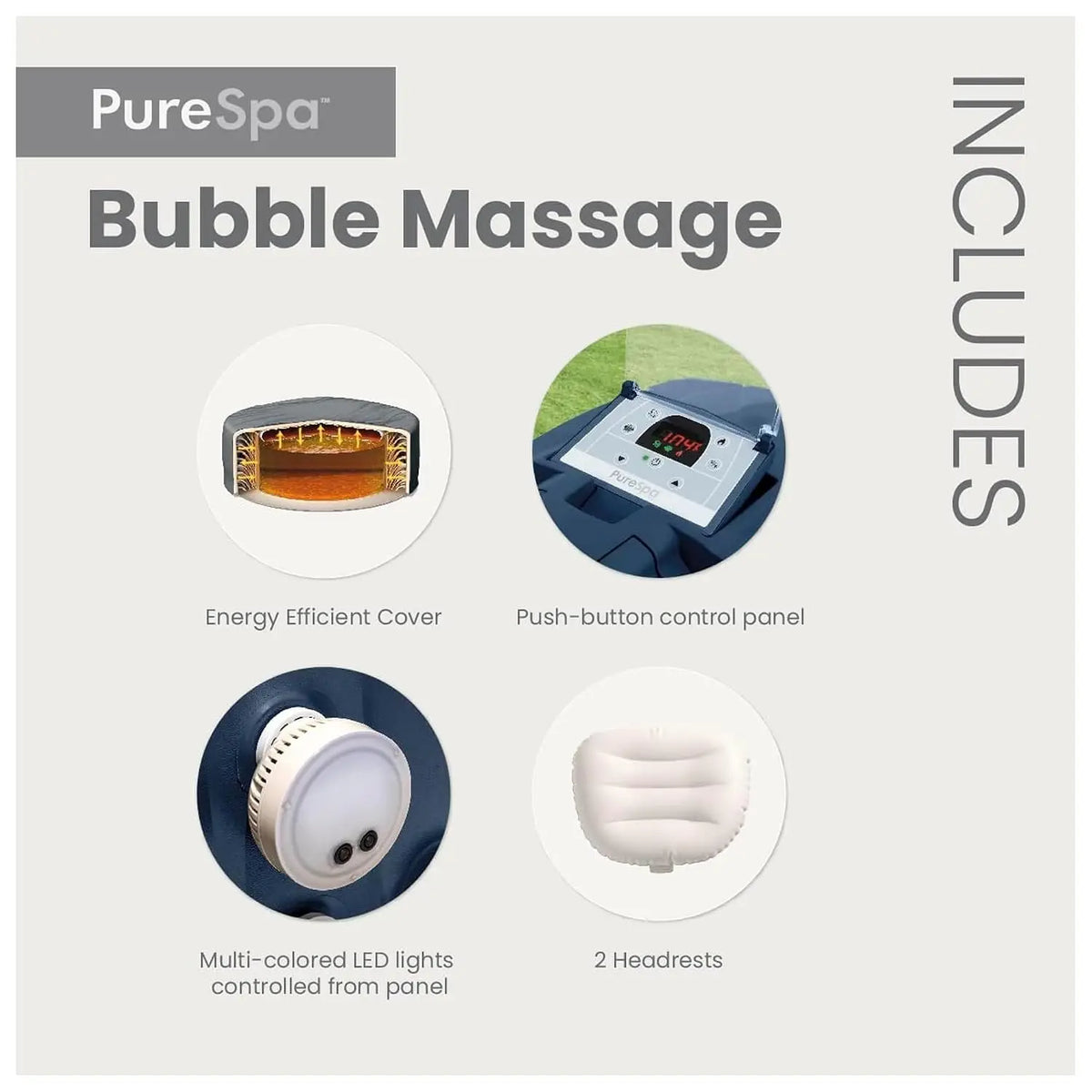 4 Person Inflatable Hot Tub,Energy Efficient Spa Cover,Bubble Massage,Built-in Hard Water Treatment, Custom