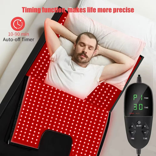 Oversized Red Light Therapy Mat - LED 660nm & 850nm Near Infrared Sleeping Bag Blanket for Full Body Care (Home Use)