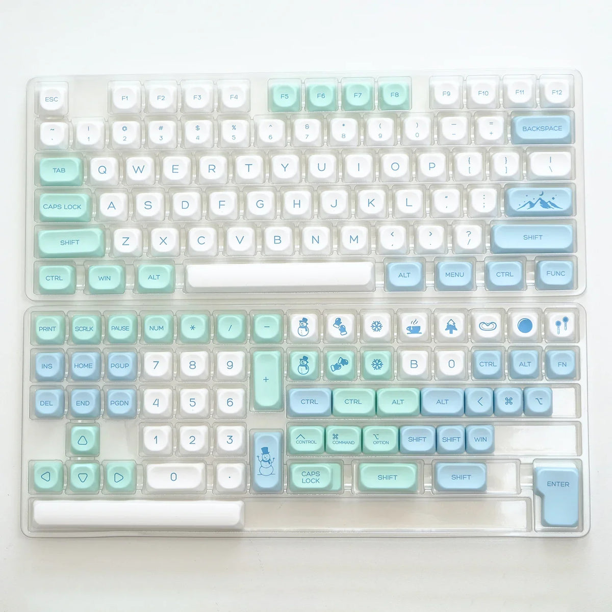 KBDiy 141 Keys/Set KOA Keycap PBT Korean Snow Mountain Keycaps Cute for Gaming Mechanical Keyboards Caps ISO Custom for 61/64/75
