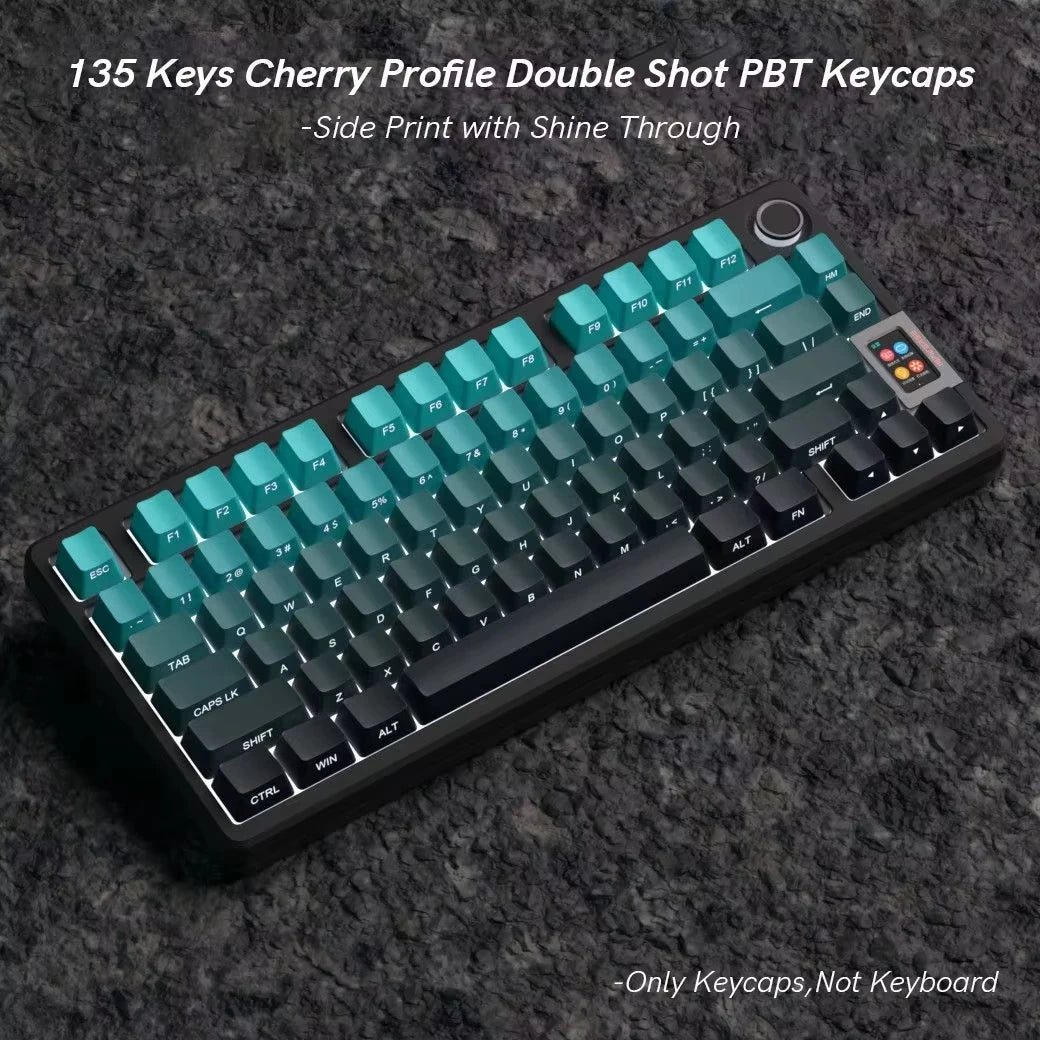 135 Key Cherry Profile Green Grape Keycaps Side Print Shine Through Keycaps Double Shot PBT Keycap for MX Switch Gaming Keyboard
