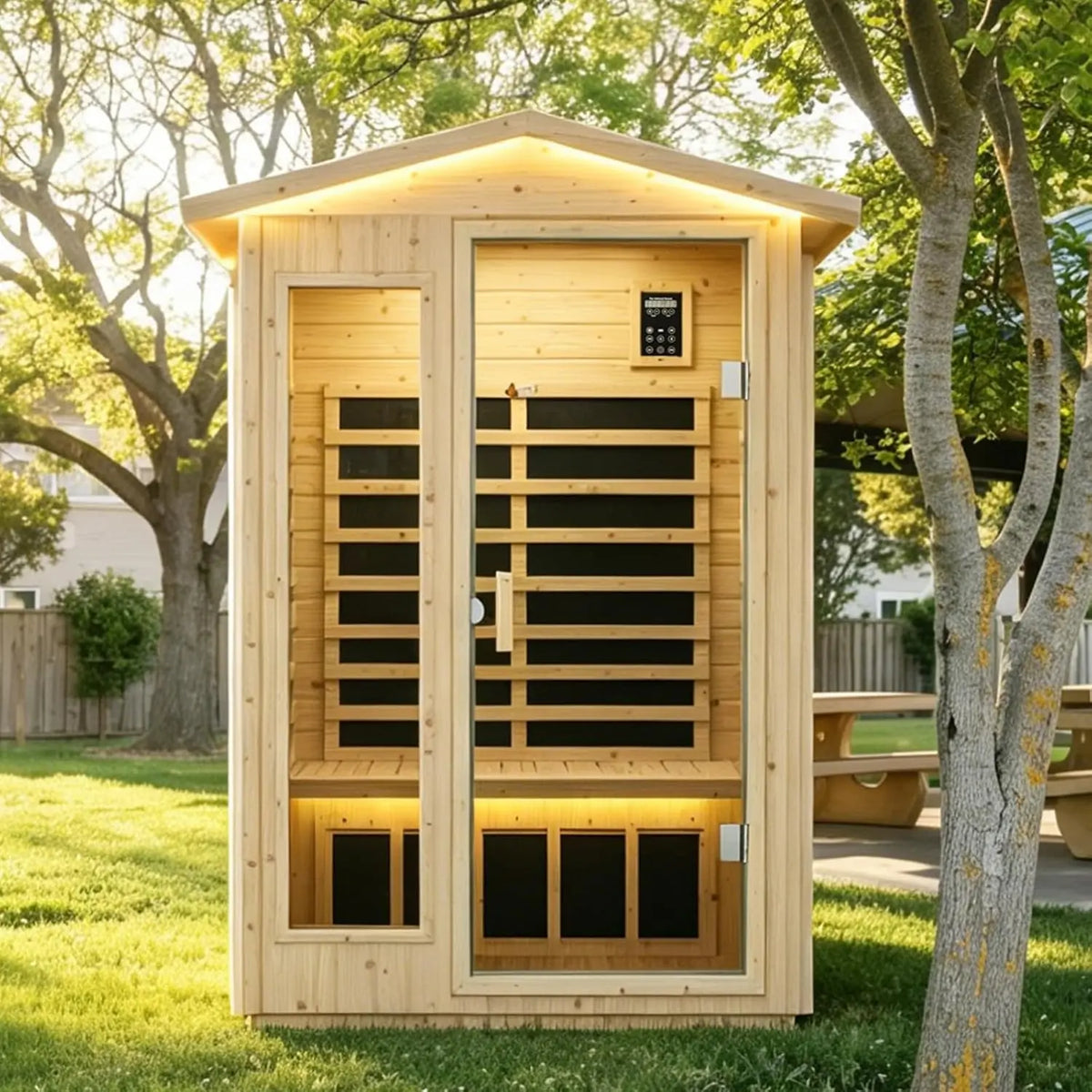 Outdoor 2 Person Low EMF Far Infrared Sauna, 1850W / Max 158℉, Customi