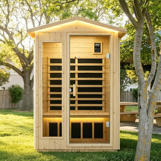 Outdoor 2 Person Low EMF Far Infrared Sauna, 1850W / Max 158℉, Customi