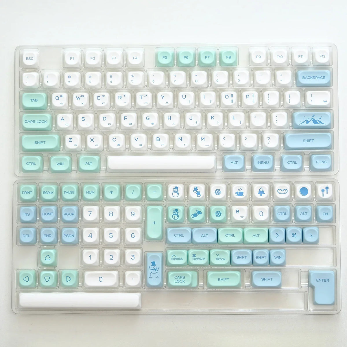 KBDiy 141 Keys/Set KOA Keycap PBT Korean Snow Mountain Keycaps Cute for Gaming Mechanical Keyboards Caps ISO Custom for 61/64/75