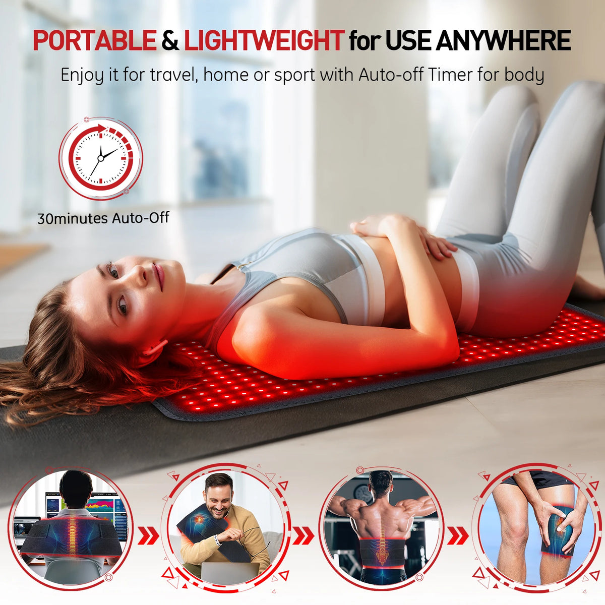 Updated Red Light Therapy Heating Pad for Body Device Cushion Mat Waist Back Shoulder Muscle Pain Relief Relax Infrared Light
