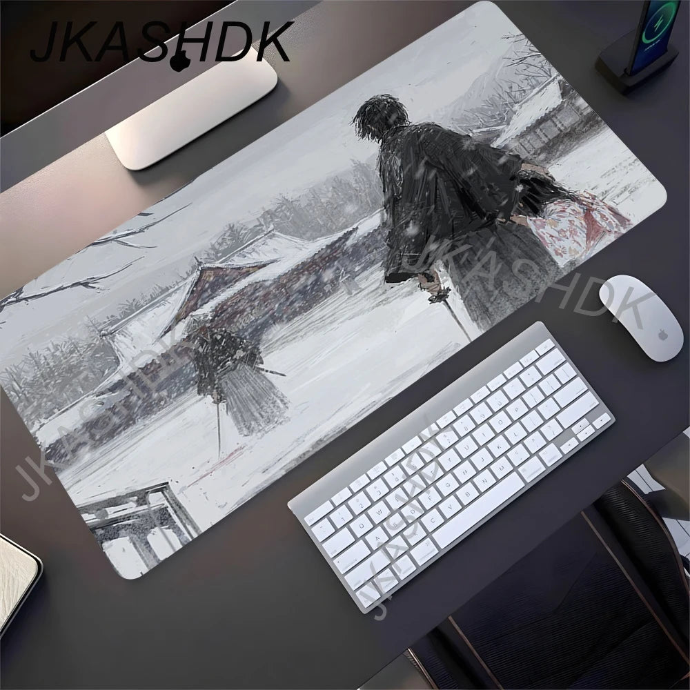 Mousepad Japanese Samurai Design Mouse Pad Non-Slip Rubber Desk Mat Office Pc Accessories Keyboard Gaming Mats Cool Tapis Souris