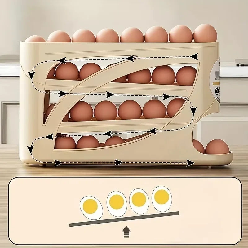 1PC Refrigerator Egg Storage Box Side Door Storage Kitchen Tool Automatic Egg Rolling Antibacterial Distribution Large Capacity